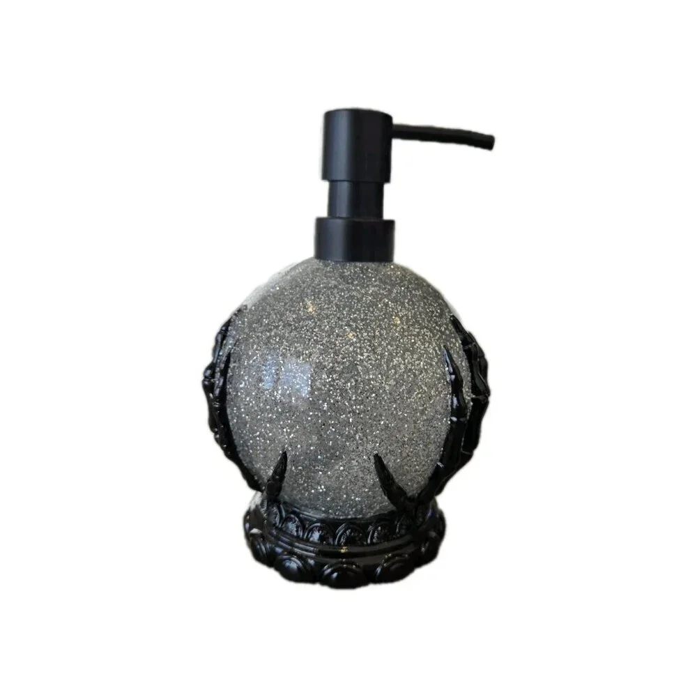 New Silver Glitter Witches Hands Crystal Ball Halloween Soap Dispenser Spooky